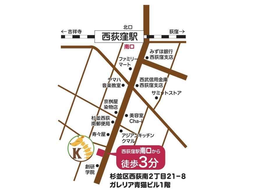 西荻窪南口きりん堂鍼灸接骨院アクセス